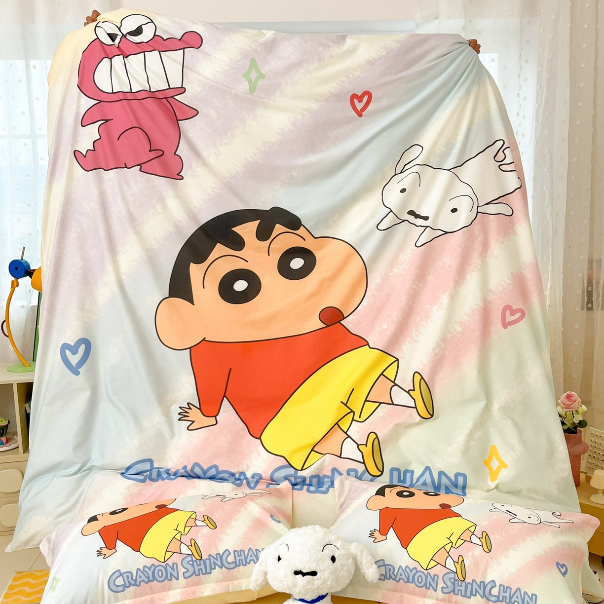 91家纺网 家纺一手货源 找家纺 博雅 2026新款蜡笔小新正版授权全棉纯棉大版四件套 大版-呆萌蜡笔小新