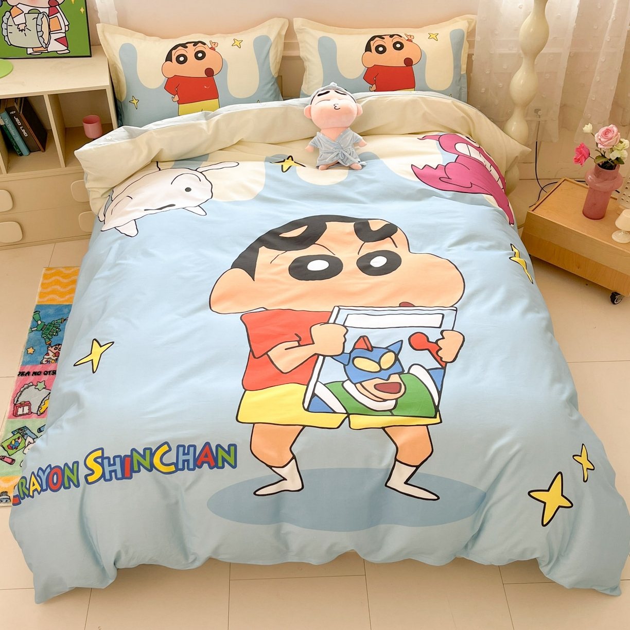 博雅 2026新款蜡笔小新正版授权全棉纯棉大版四件套 大版-动感小新