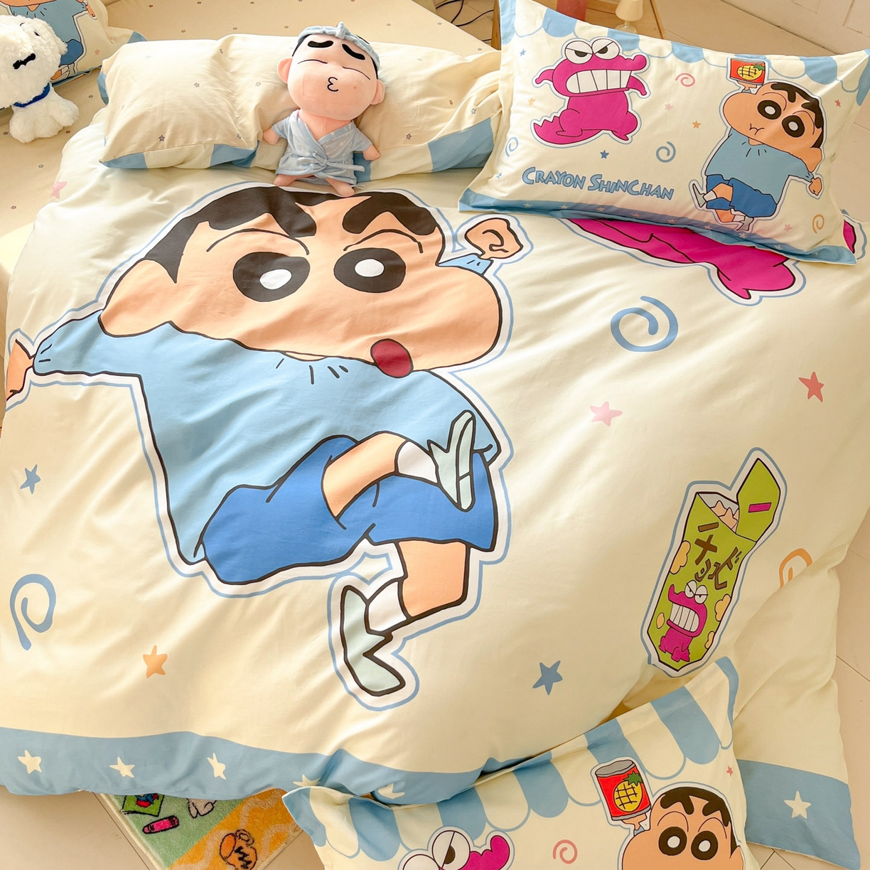 91家纺网 家纺一手货源 找家纺 博雅 2026新款蜡笔小新正版授权全棉纯棉大版四件套 大版-鳄鱼山小新