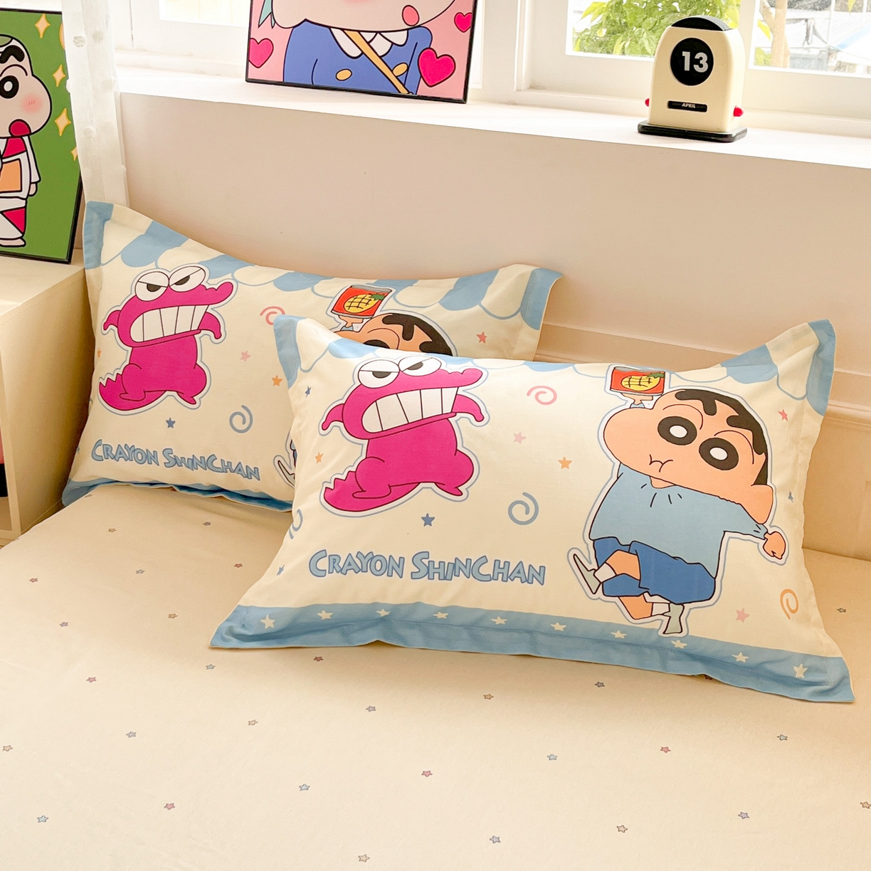 91家纺网 家纺一手货源 找家纺 博雅 2026新款蜡笔小新正版授权全棉纯棉大版四件套 大版-鳄鱼山小新