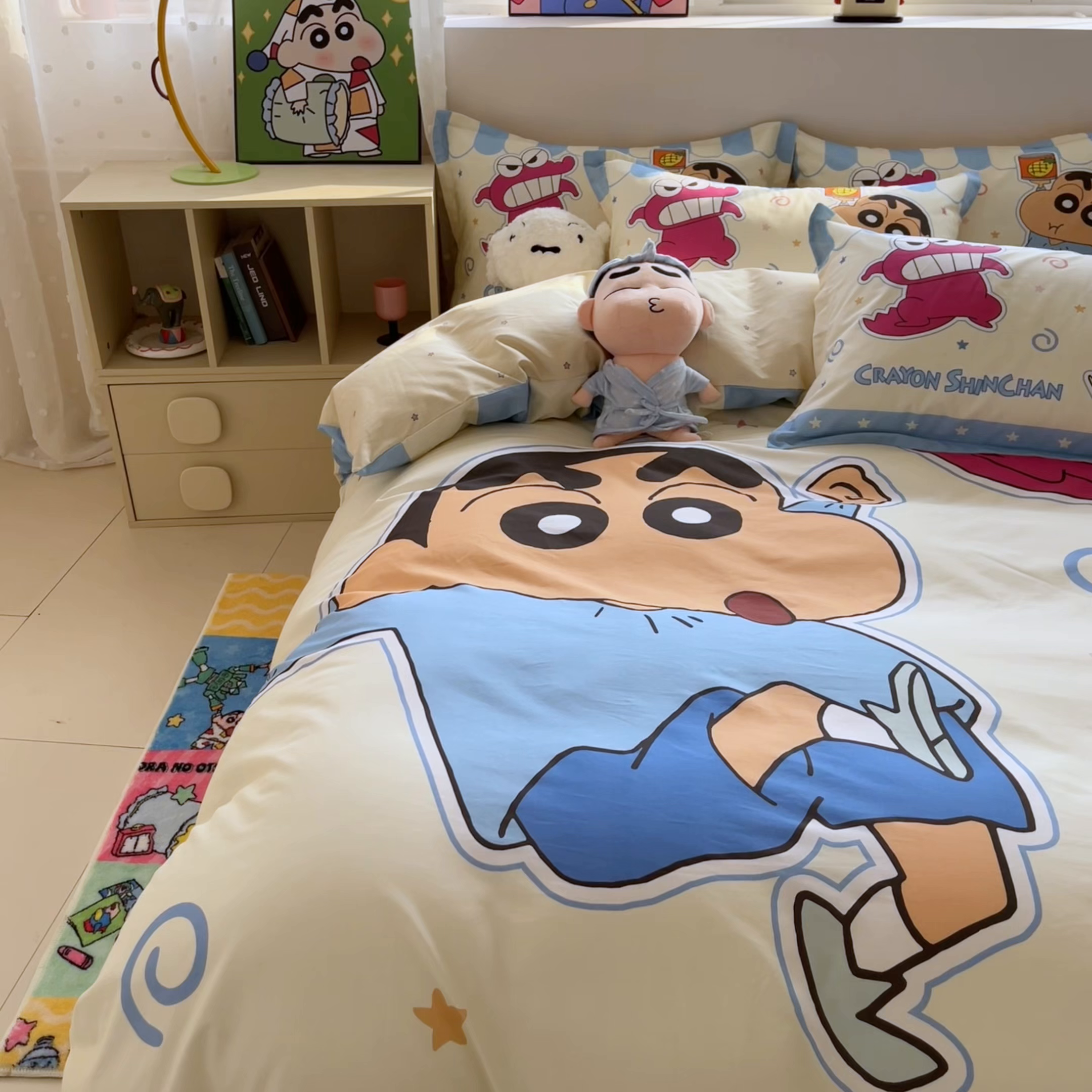 91家纺网 家纺一手货源 找家纺 博雅 2026新款蜡笔小新正版授权全棉纯棉大版四件套 大版-鳄鱼山小新