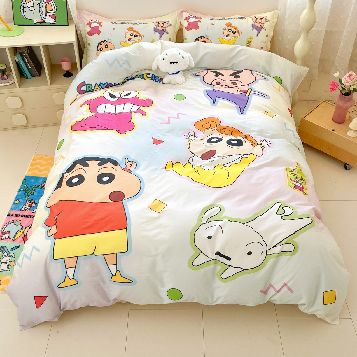 博雅 2026新款蜡笔小新正版授权全棉纯棉大版四件套 大版-快乐小新