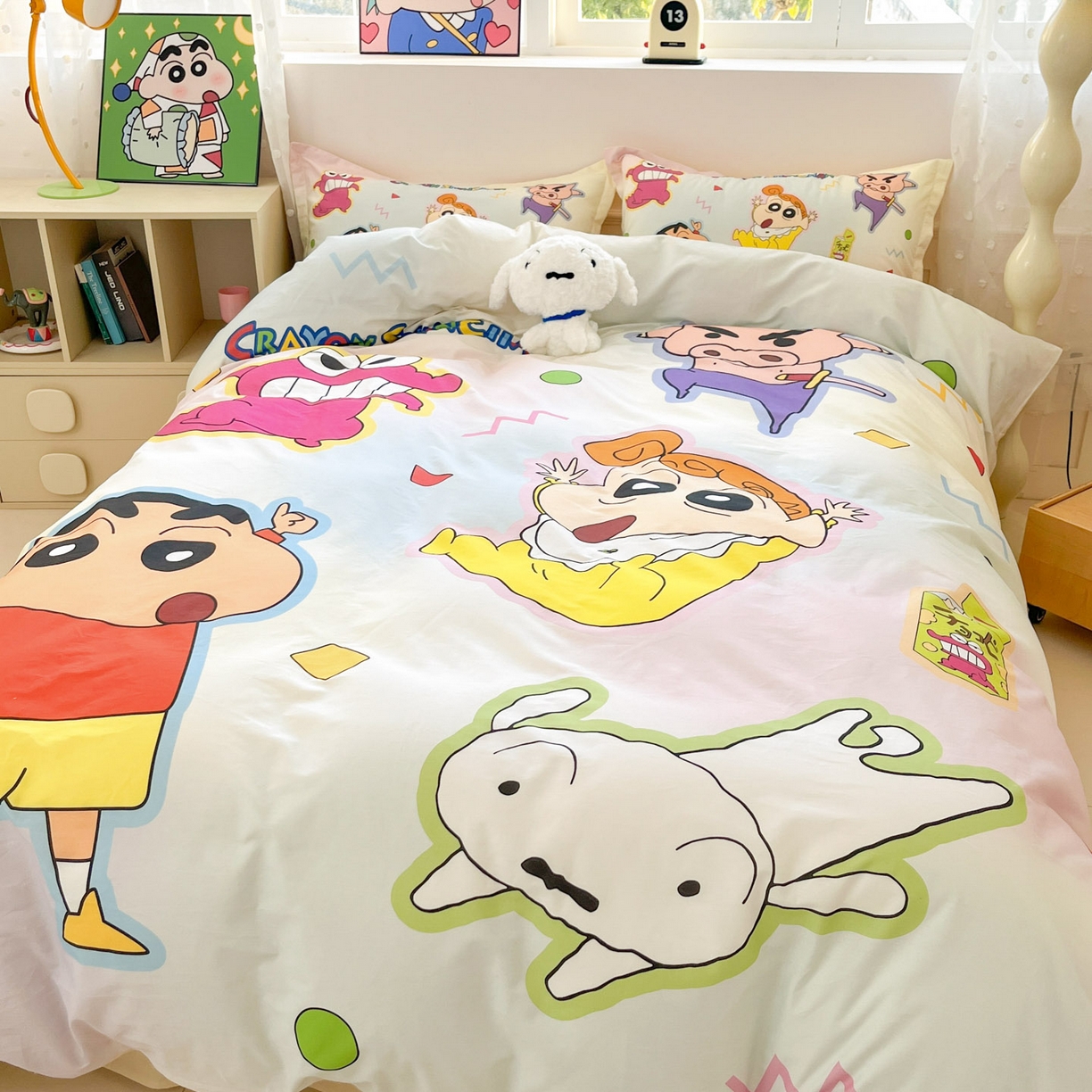 91家纺网 家纺一手货源 找家纺 博雅 2026新款蜡笔小新正版授权全棉纯棉大版四件套 大版-快乐小新