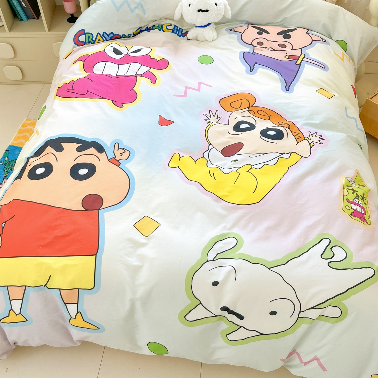 91家纺网 家纺一手货源 找家纺 博雅 2026新款蜡笔小新正版授权全棉纯棉大版四件套 大版-快乐小新