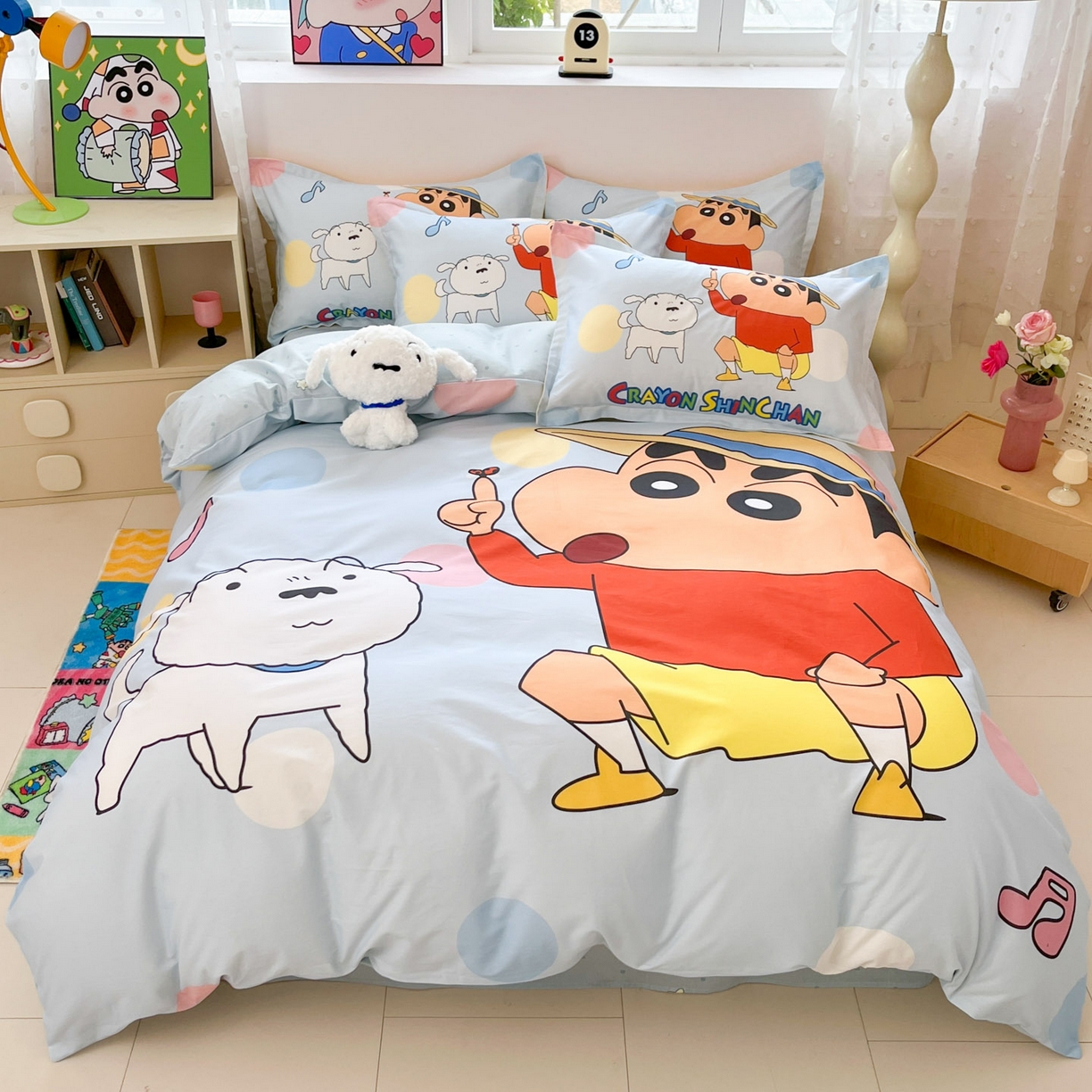 博雅 2026新款蜡笔小新正版授权全棉纯棉大版四件套 大版-蓝色小新