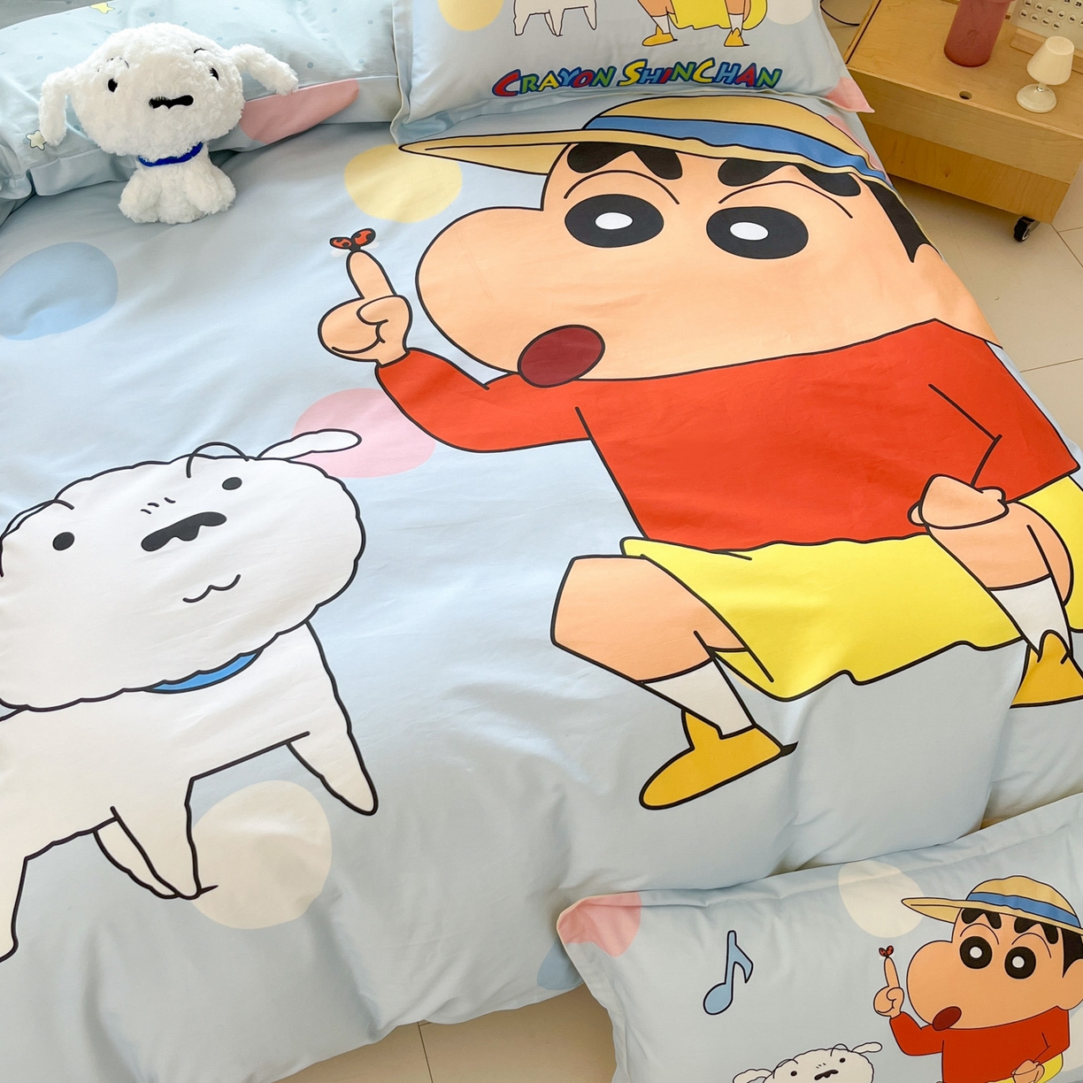 91家纺网 家纺一手货源 找家纺 博雅 2026新款蜡笔小新正版授权全棉纯棉大版四件套 大版-蓝色小新