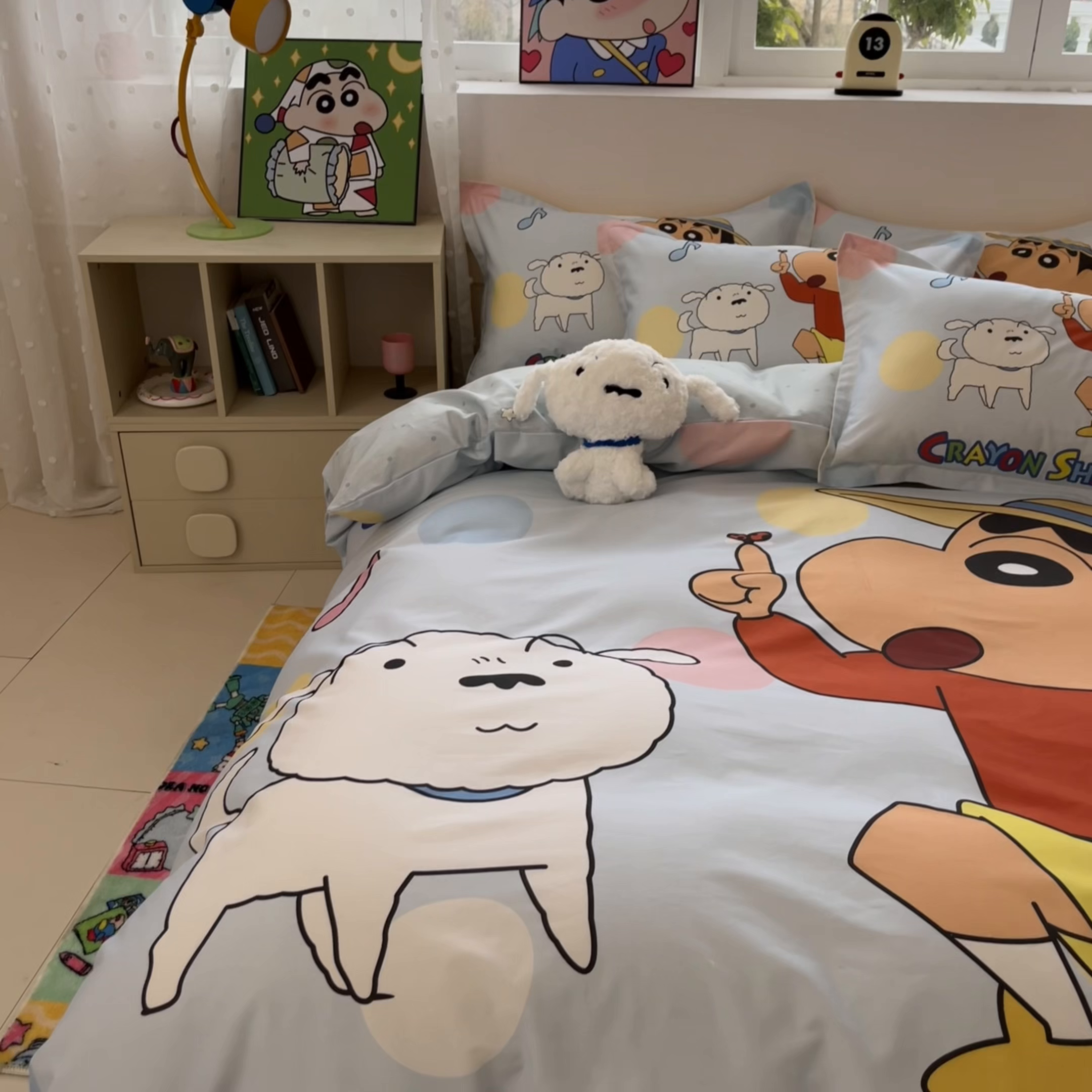 91家纺网 家纺一手货源 找家纺 博雅 2026新款蜡笔小新正版授权全棉纯棉大版四件套 大版-蓝色小新