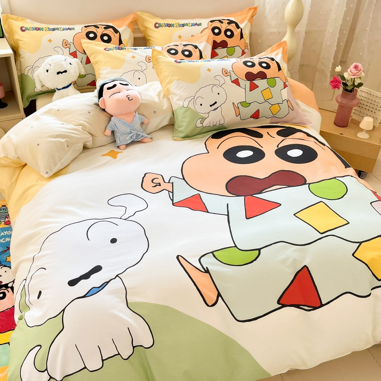 91家纺网 家纺一手货源 找家纺 博雅 2026新款蜡笔小新正版授权全棉纯棉大版四件套 大版-睡衣小新