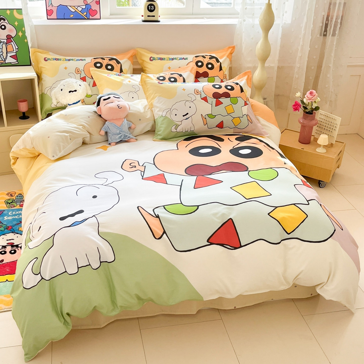 91家纺网 家纺一手货源 找家纺 博雅 2026新款蜡笔小新正版授权全棉纯棉大版四件套 大版-睡衣小新