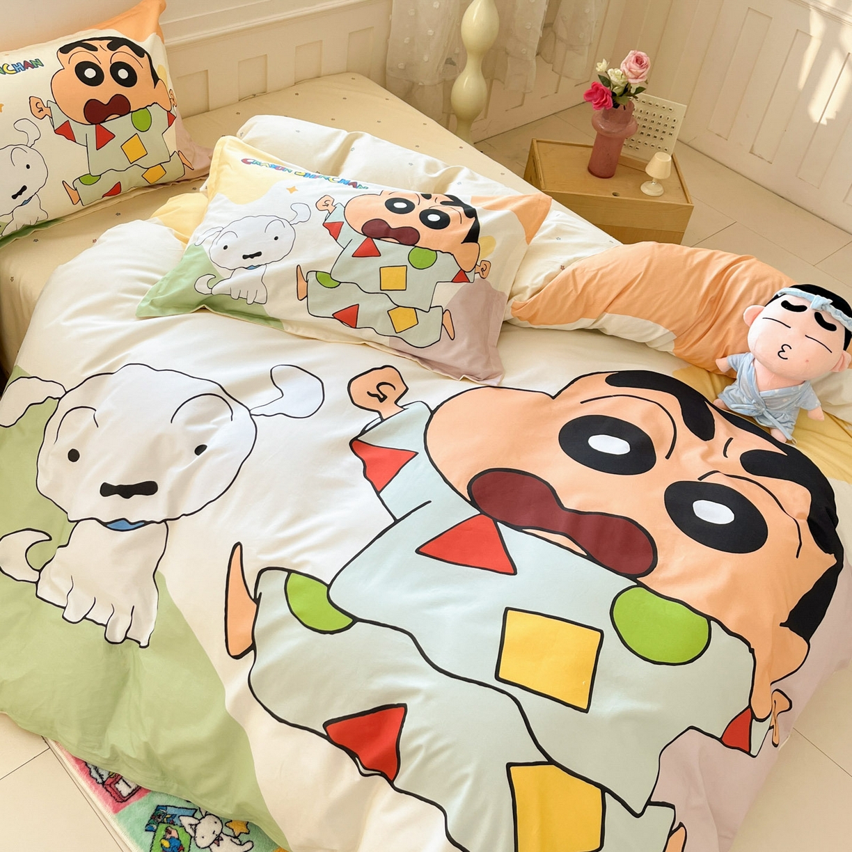 91家纺网 家纺一手货源 找家纺 博雅 2026新款蜡笔小新正版授权全棉纯棉大版四件套 大版-睡衣小新