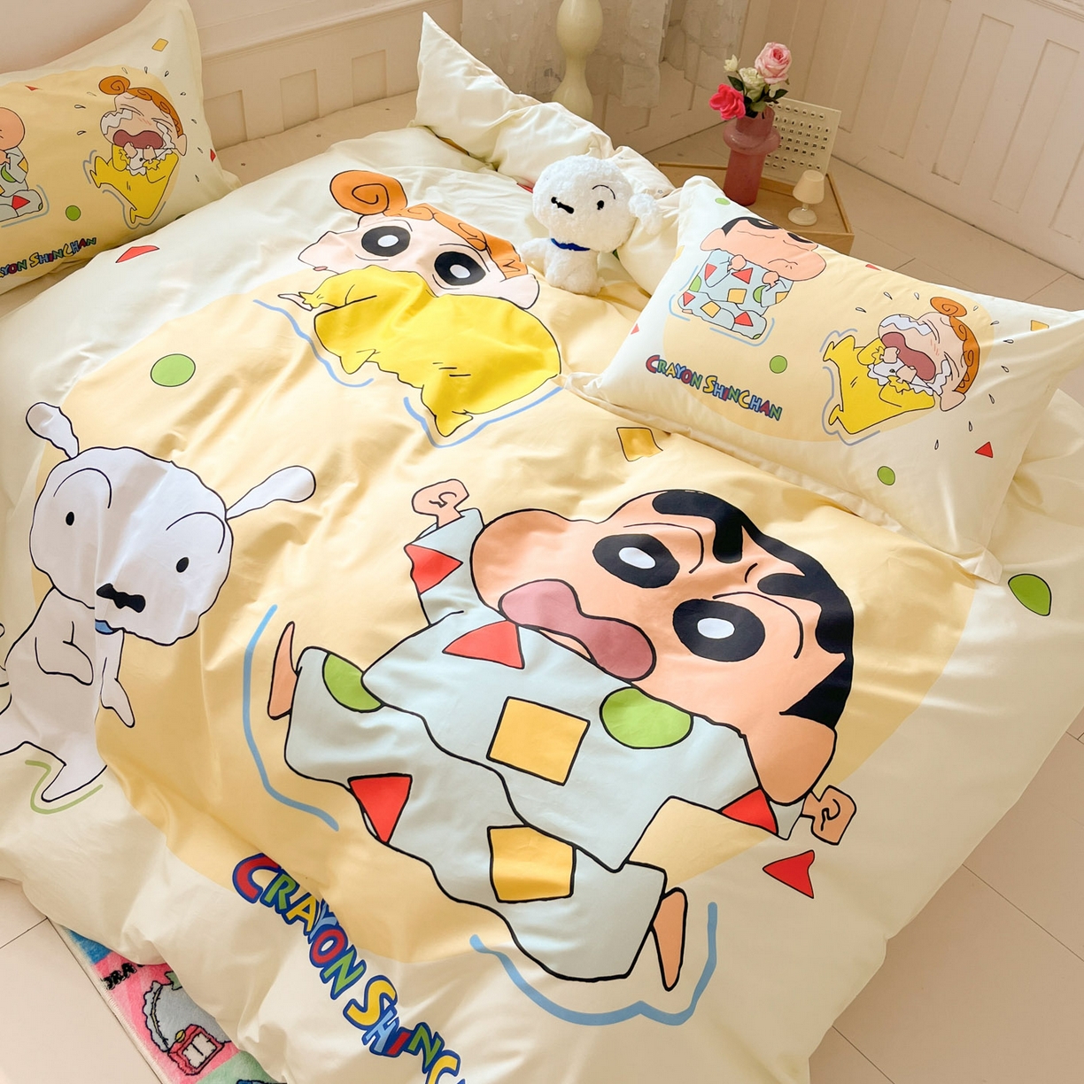 91家纺网 家纺一手货源 找家纺 博雅 2026新款蜡笔小新正版授权全棉纯棉大版四件套 大版-童趣小新