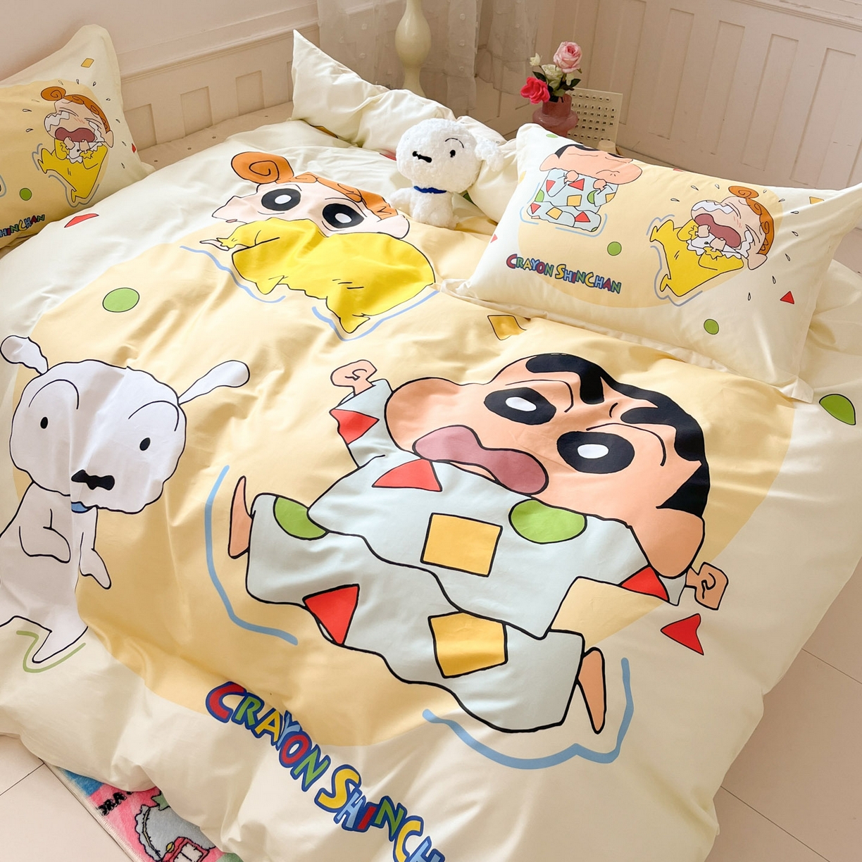 91家纺网 家纺一手货源 找家纺 博雅 2026新款蜡笔小新正版授权全棉纯棉大版四件套 大版-童趣小新