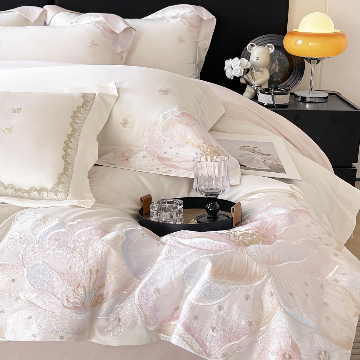 91家纺网 家纺一手货源 找家纺 （总） 2026马年特惠新品A类长绒棉纯棉四件套100全棉重工刺绣被套床单床笠轻奢高级感床上用品-花之语