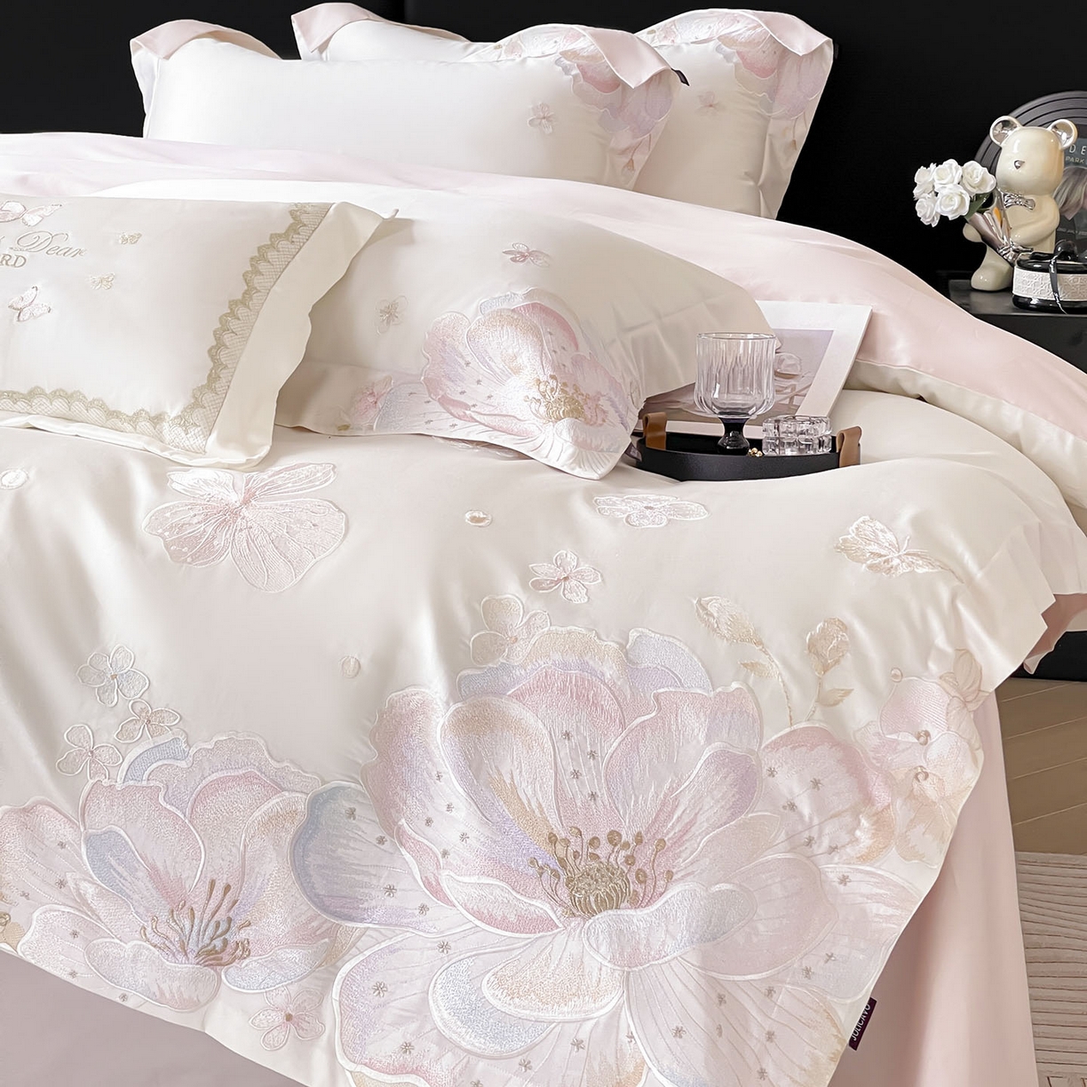 91家纺网 家纺一手货源 找家纺 （总） 2026马年特惠新品A类长绒棉纯棉四件套100全棉重工刺绣被套床单床笠轻奢高级感床上用品-花之语