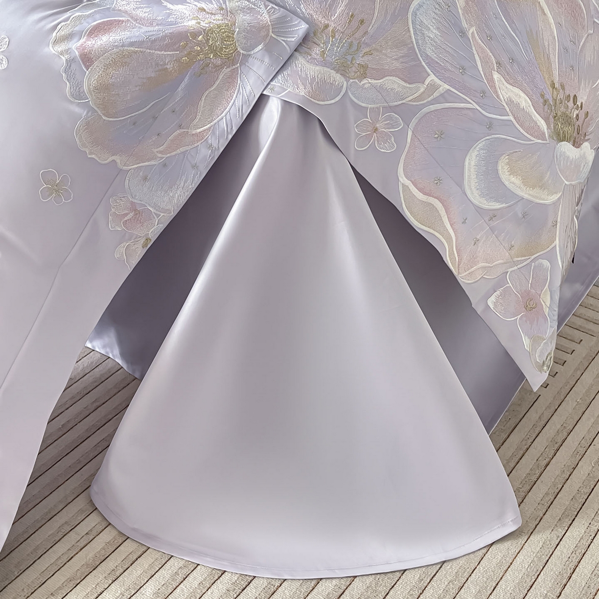 91家纺网 家纺一手货源 找家纺  2026马年特惠新品A类长绒棉纯棉四件套100全棉重工刺绣被套床单床笠轻奢高级感床上用品-花之语 花之语-黛紫