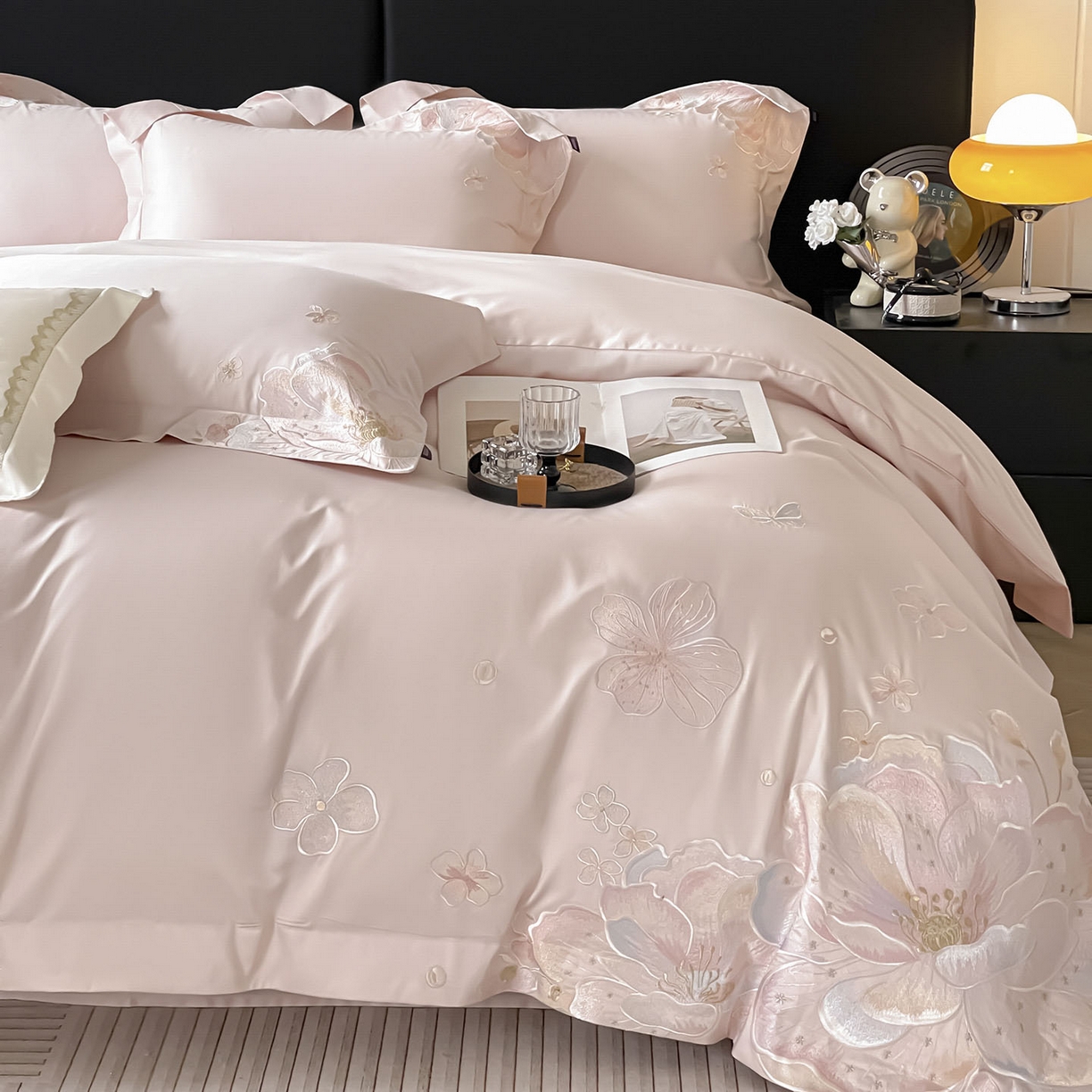 91家纺网 家纺一手货源 找家纺 （总）2026马年特惠新品A类长绒棉纯棉四件套100全棉重工刺绣被套床单床笠轻奢高级感床上用品-花之语