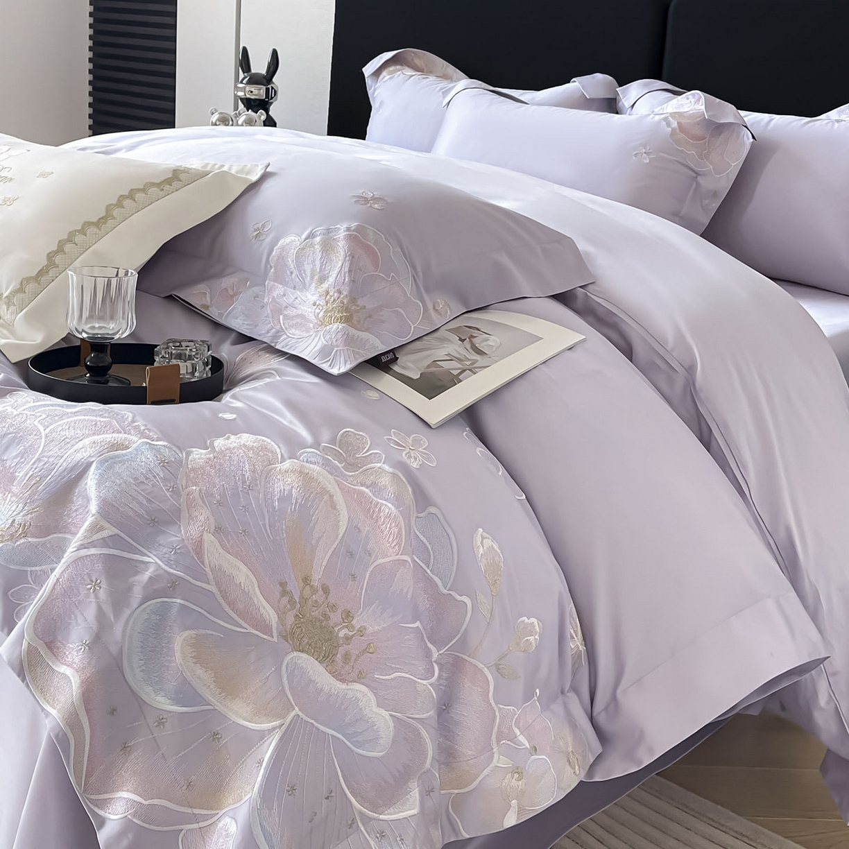 91家纺网 家纺一手货源 找家纺 （总）2026马年特惠新品A类长绒棉纯棉四件套100全棉重工刺绣被套床单床笠轻奢高级感床上用品-花之语