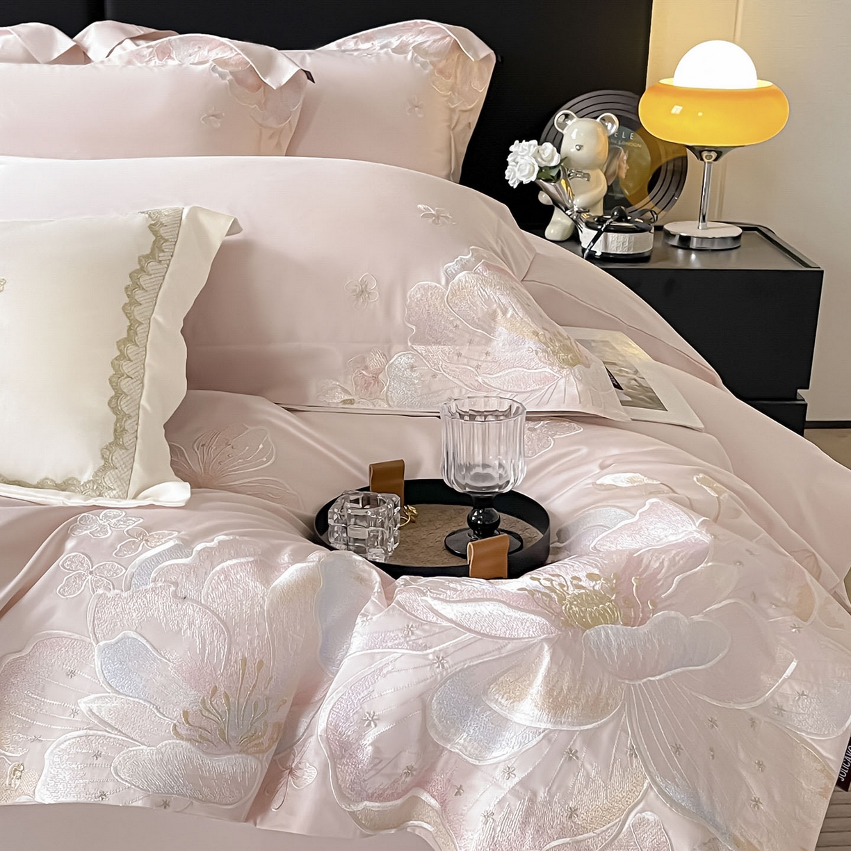 91家纺网 家纺一手货源 找家纺 （总）2026马年特惠新品A类长绒棉纯棉四件套100全棉重工刺绣被套床单床笠轻奢高级感床上用品-花之语