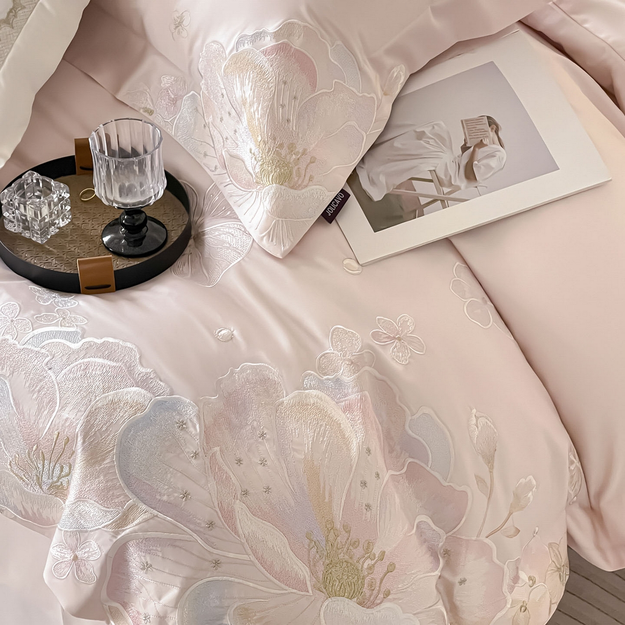 91家纺网 家纺一手货源 找家纺 （总）2026马年特惠新品A类长绒棉纯棉四件套100全棉重工刺绣被套床单床笠轻奢高级感床上用品-花之语