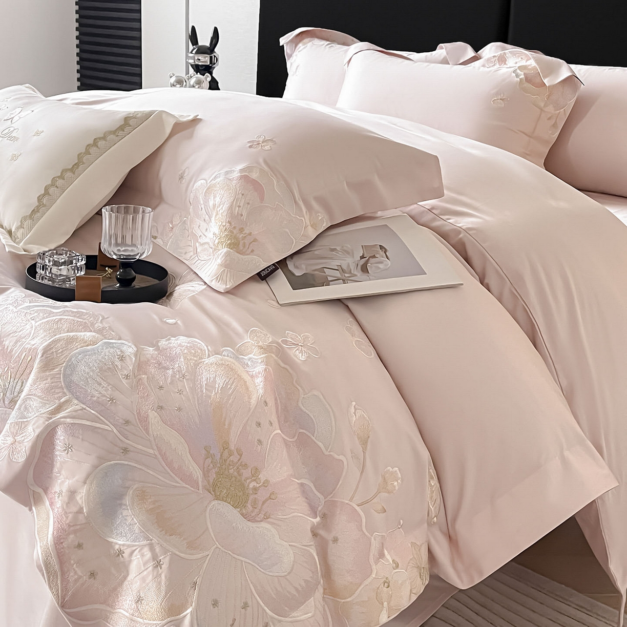 91家纺网 家纺一手货源 找家纺 （总）2026马年特惠新品A类长绒棉纯棉四件套100全棉重工刺绣被套床单床笠轻奢高级感床上用品-花之语