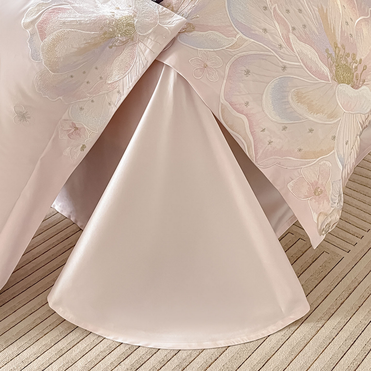 91家纺网 家纺一手货源 找家纺 （总）2026马年特惠新品A类长绒棉纯棉四件套100全棉重工刺绣被套床单床笠轻奢高级感床上用品-花之语