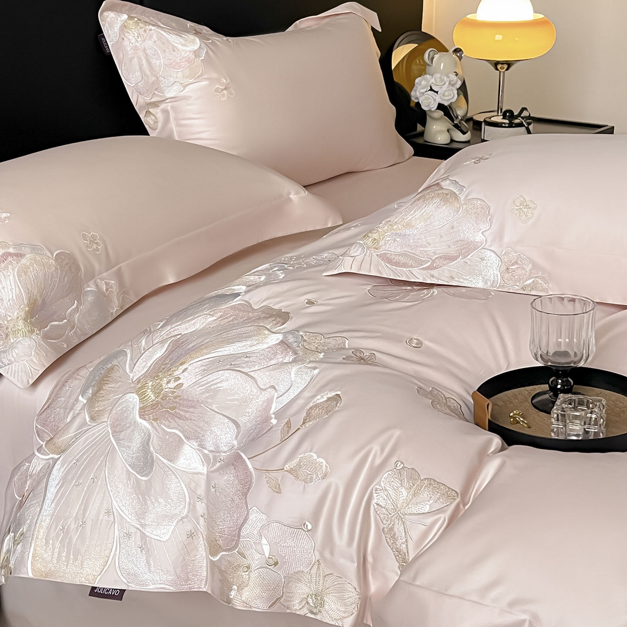 91家纺网 家纺一手货源 找家纺 （总）2026马年特惠新品A类长绒棉纯棉四件套100全棉重工刺绣被套床单床笠轻奢高级感床上用品-花之语