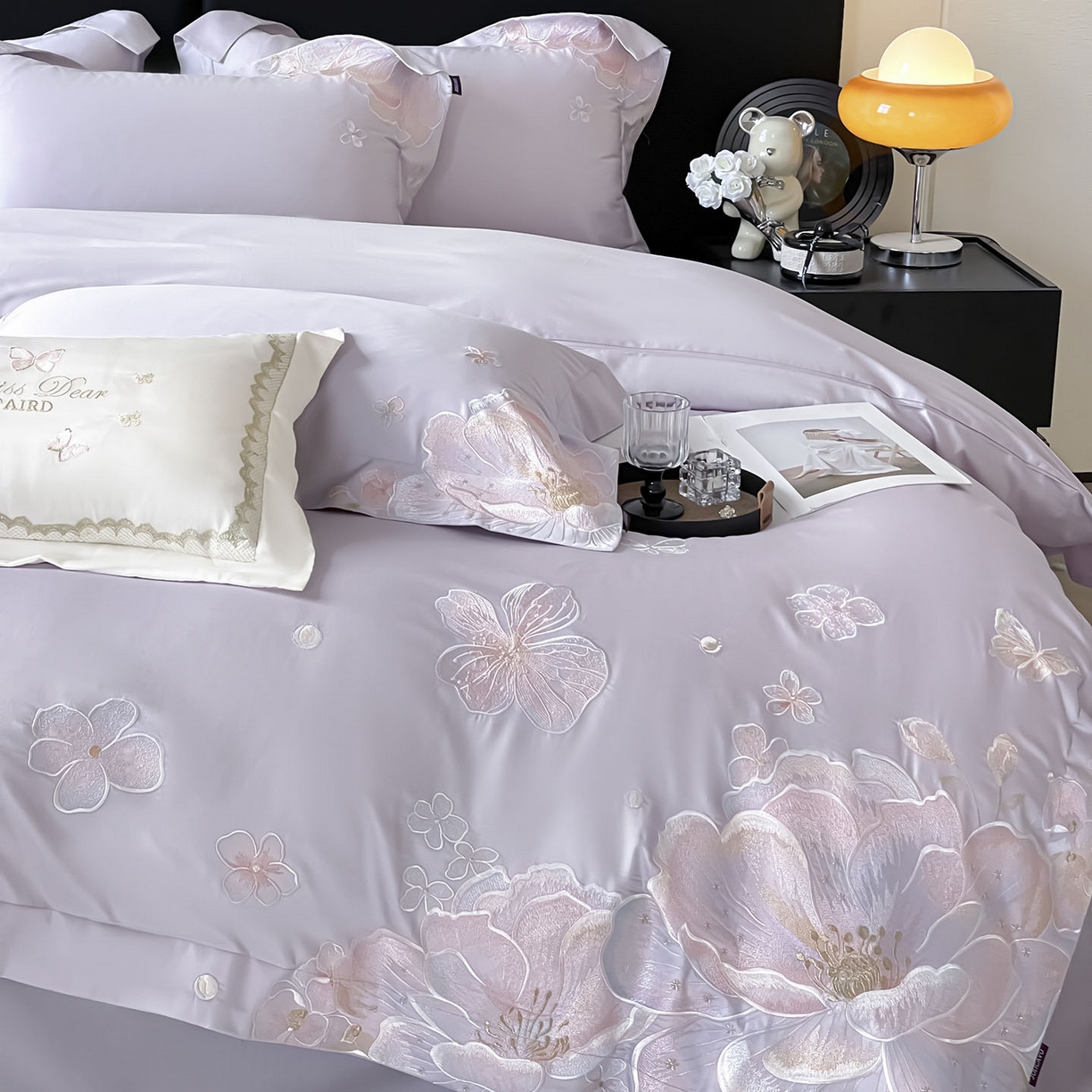 91家纺网 家纺一手货源 找家纺 2026马年特惠新品A类长绒棉纯棉四件套100全棉重工刺绣被套床单床笠轻奢高级感床上用品-花之语 花之语-黛紫