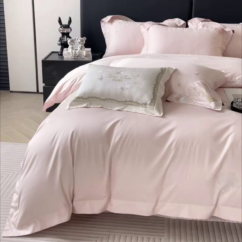 91家纺网 家纺一手货源 找家纺 （总）2026马年特惠新品A类长绒棉纯棉四件套100全棉重工刺绣被套床单床笠轻奢高级感床上用品-花之语