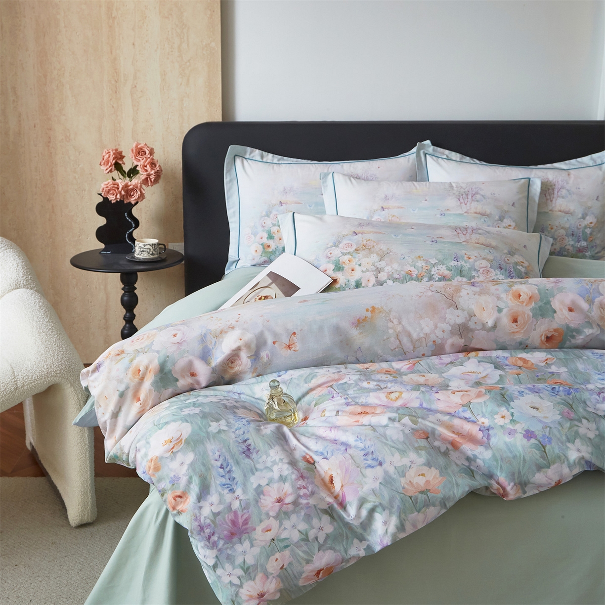 91家纺网 家纺一手货源 找家纺 曼秀琳 2026新款铂金棉数码印花四件套(全棉133*76) 可提供买家秀图片 风景宜人-绿