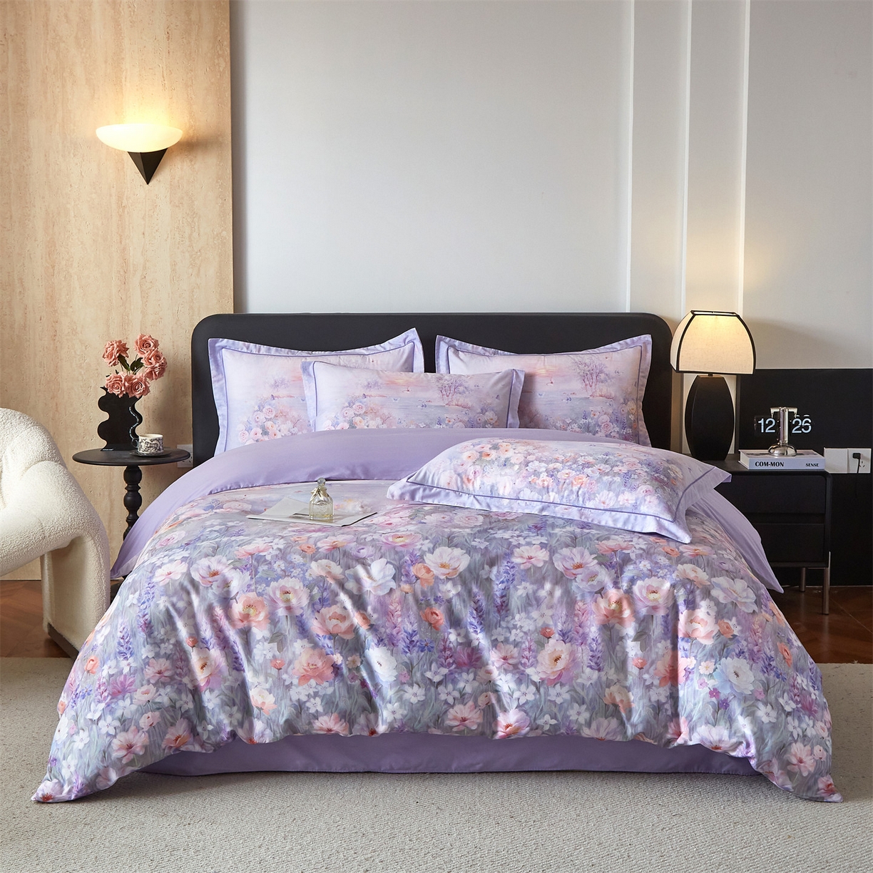 曼秀琳 2026新款铂金棉数码印花四件套(全棉133*76) 可提供买家秀图片 风景宜人-紫