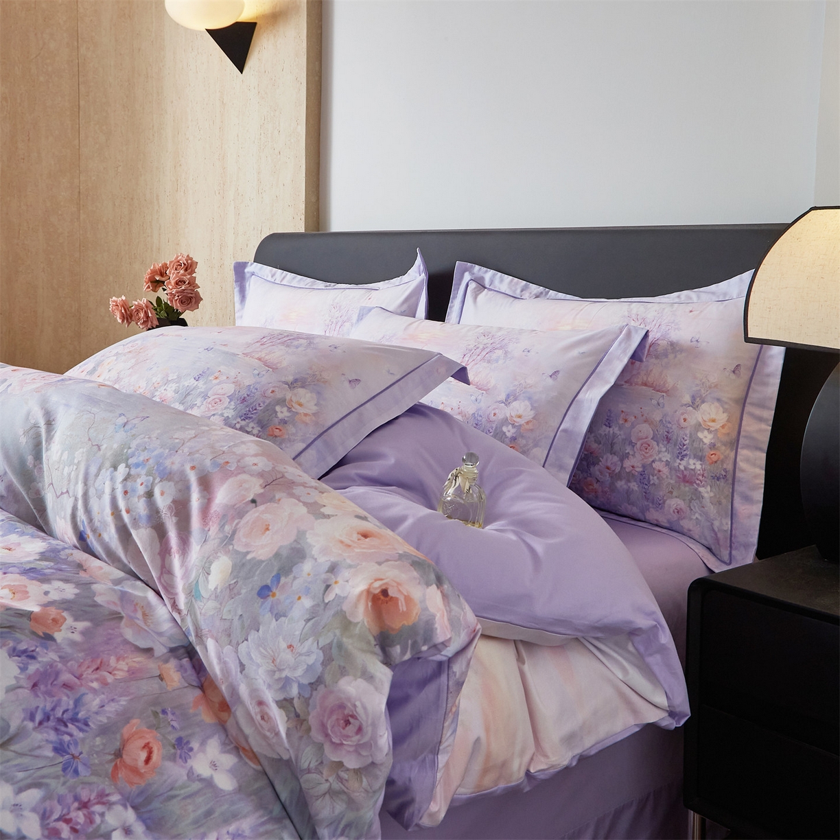 91家纺网 家纺一手货源 找家纺 曼秀琳 2026新款铂金棉数码印花四件套(全棉133*76) 可提供买家秀图片 风景宜人-紫