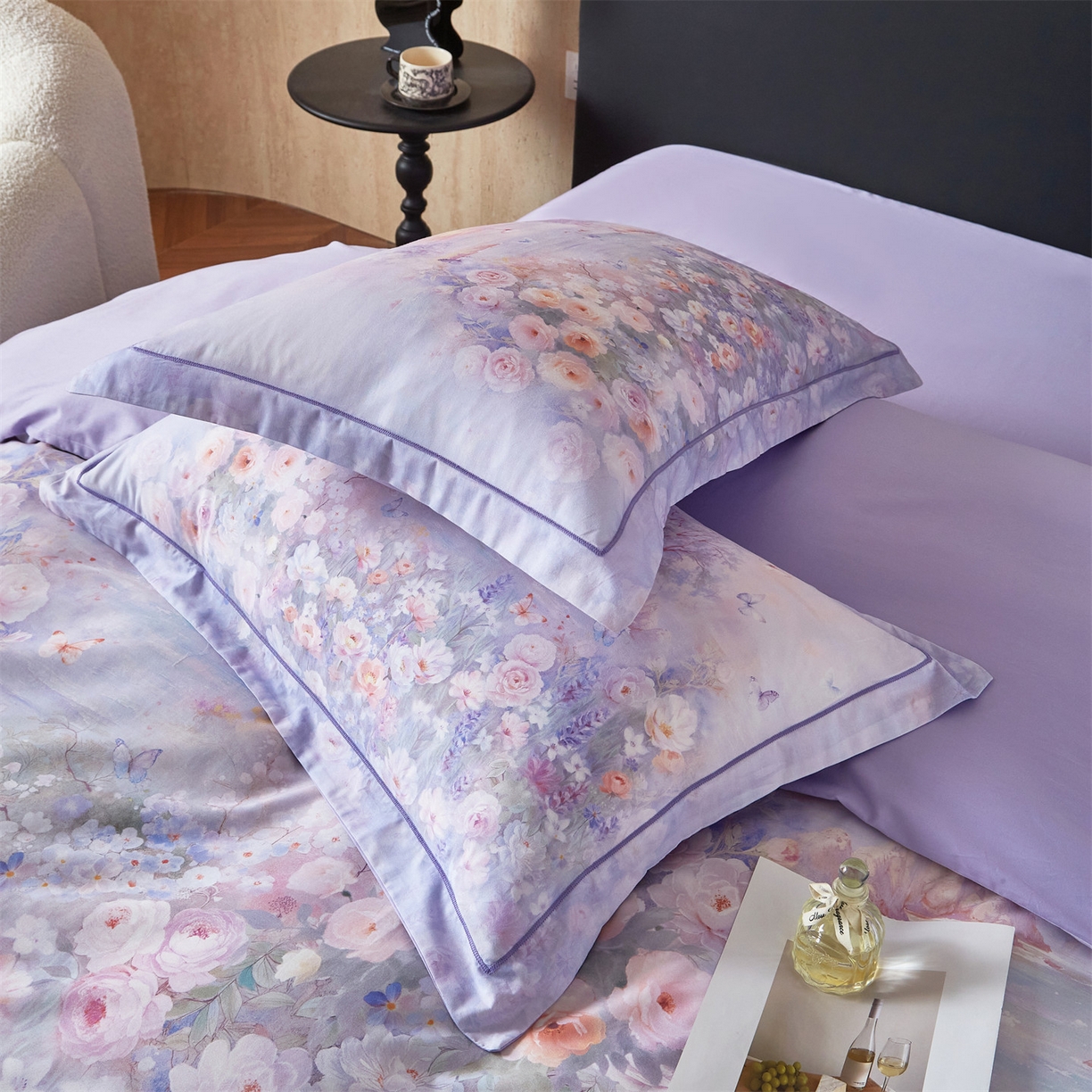 91家纺网 家纺一手货源 找家纺 曼秀琳 2026新款铂金棉数码印花四件套(全棉133*76) 可提供买家秀图片 风景宜人-紫