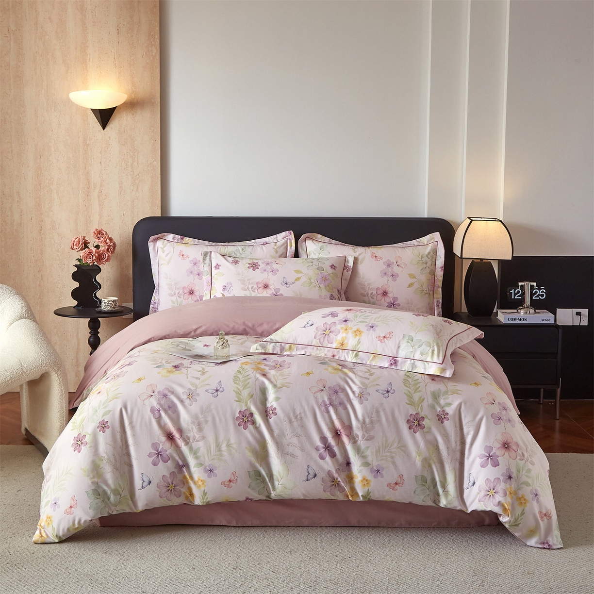 曼秀琳 2026新款铂金棉数码印花四件套(全棉133*76) 可提供买家秀图片 林间织梦-粉