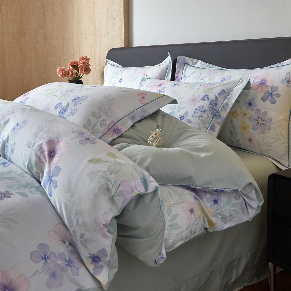 91家纺网 家纺一手货源 找家纺 曼秀琳 2026新款铂金棉数码印花四件套(全棉133*76) 可提供买家秀图片 林间织梦-兰