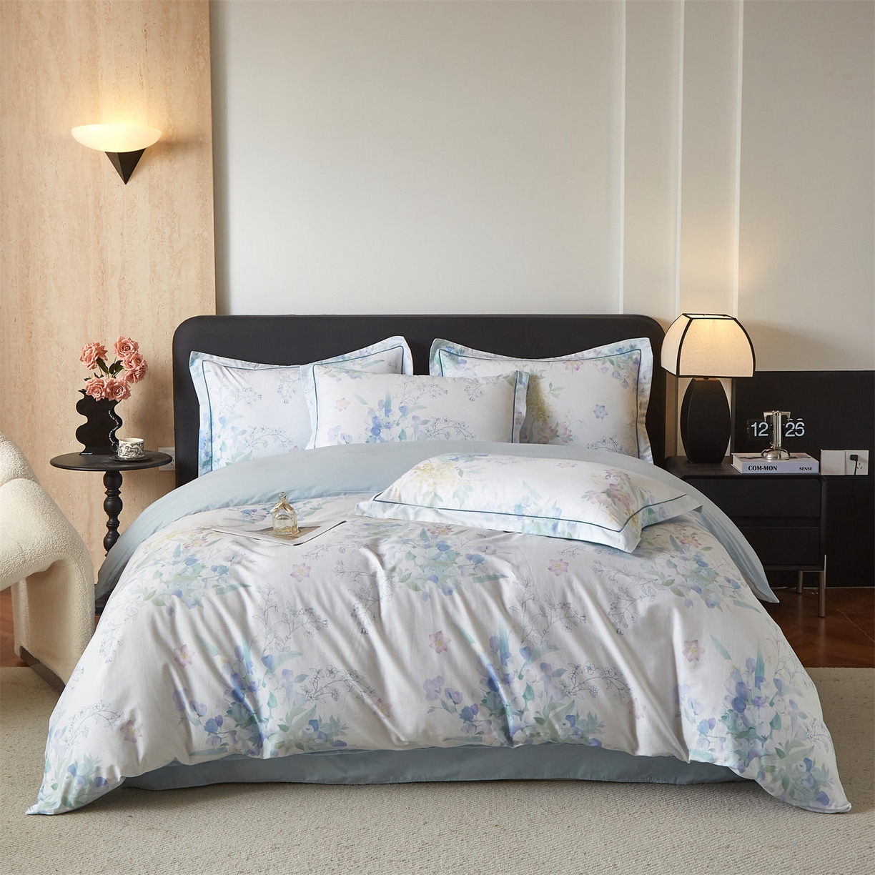 曼秀琳 2026新款铂金棉数码印花四件套(全棉133*76) 可提供买家秀图片 洛璃-兰