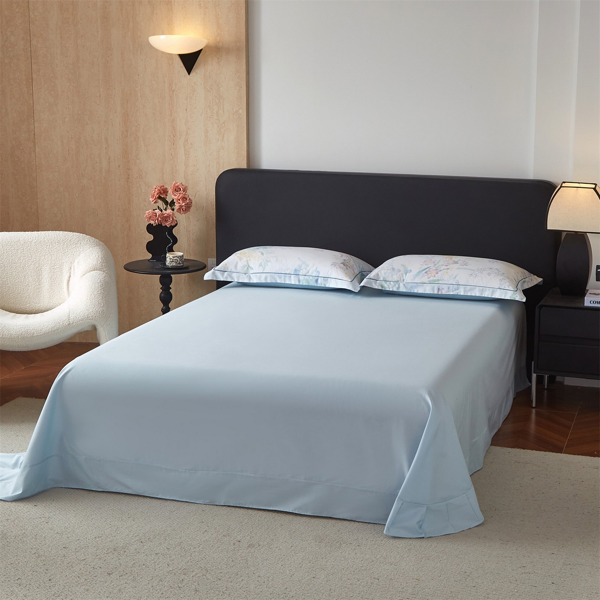 91家纺网 家纺一手货源 找家纺 曼秀琳 2026新款铂金棉数码印花四件套(全棉133*76) 可提供买家秀图片 洛璃-兰