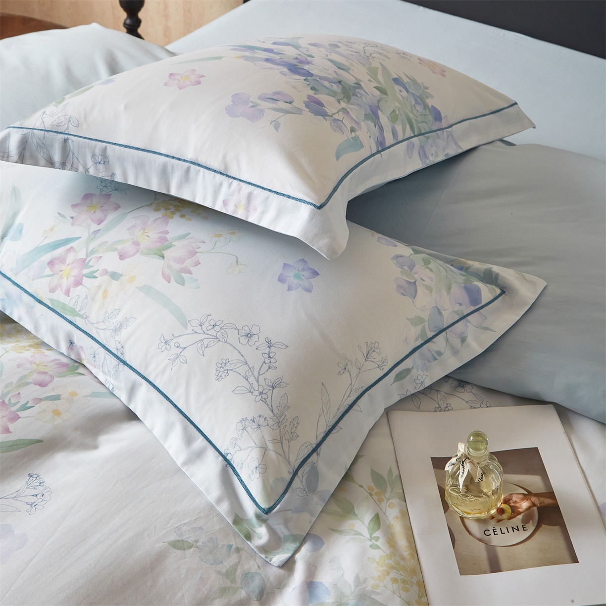 91家纺网 家纺一手货源 找家纺 曼秀琳 2026新款铂金棉数码印花四件套(全棉133*76) 可提供买家秀图片 洛璃-兰