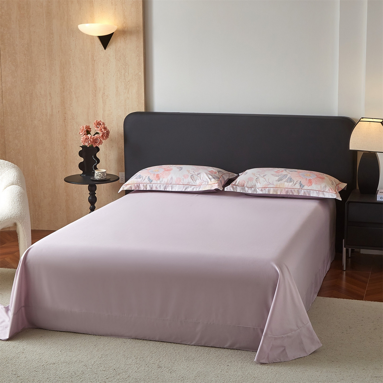 91家纺网 家纺一手货源 找家纺 曼秀琳 2026新款铂金棉数码印花四件套(全棉133*76) 可提供买家秀图片 舒曼-粉