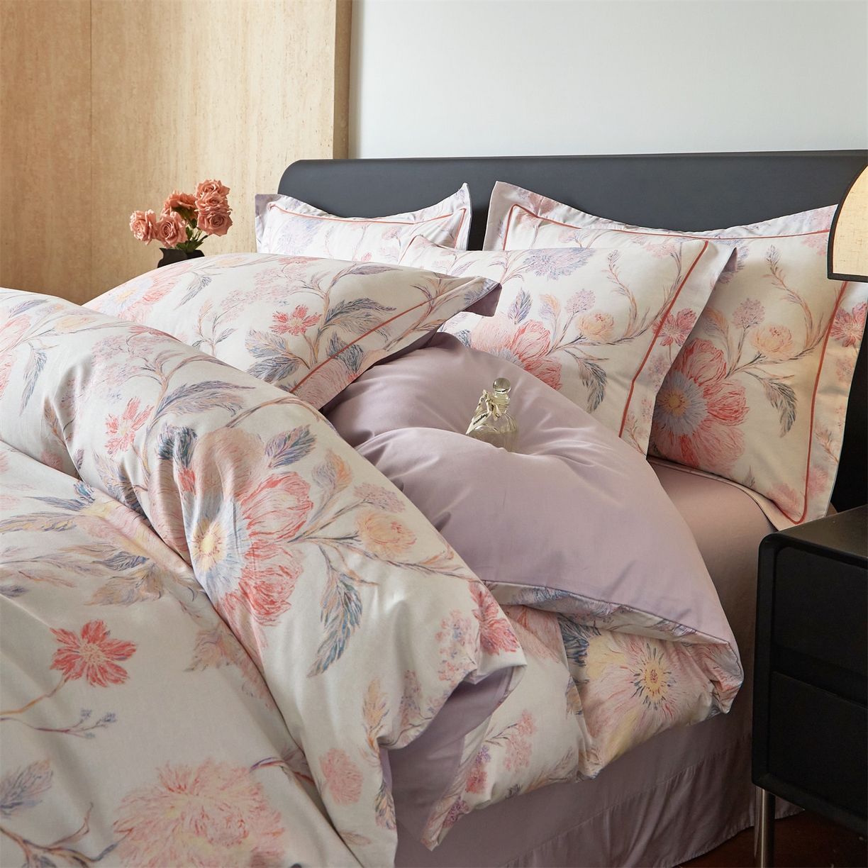 91家纺网 家纺一手货源 找家纺 曼秀琳 2026新款铂金棉数码印花四件套(全棉133*76) 可提供买家秀图片 舒曼-粉