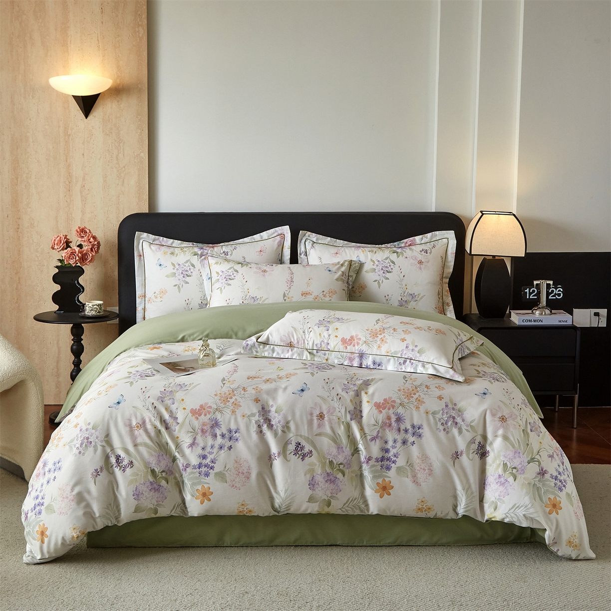 曼秀琳 2026新款铂金棉数码印花四件套(全棉133*76) 可提供买家秀图片 陶然雅居-绿