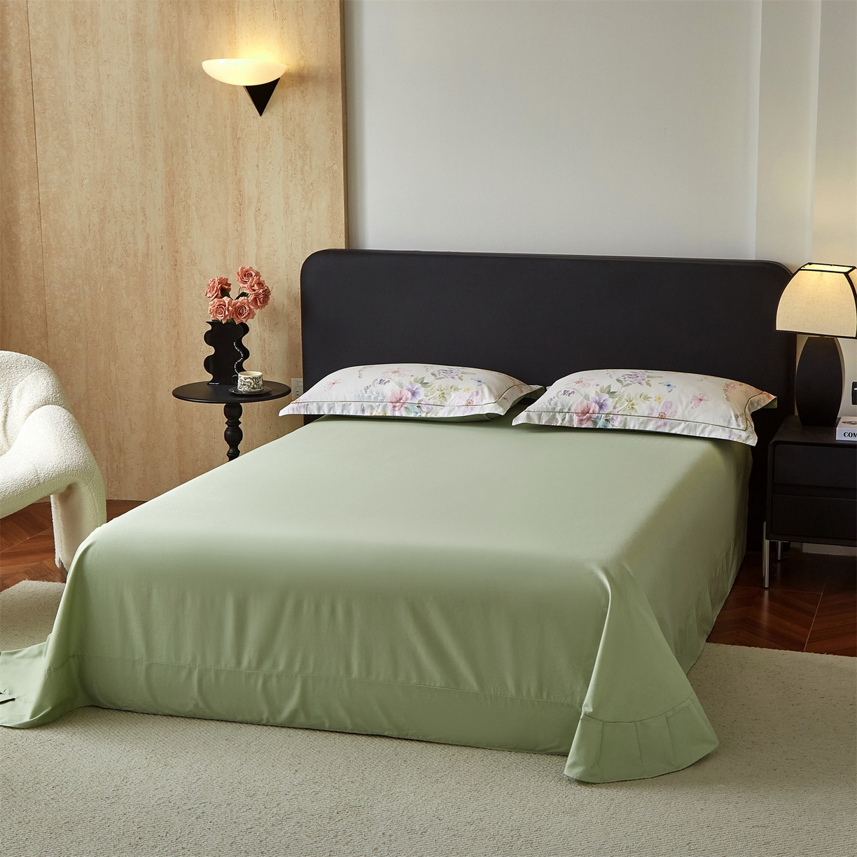 91家纺网 家纺一手货源 找家纺 曼秀琳 2026新款铂金棉数码印花四件套(全棉133*76) 可提供买家秀图片 陶然雅居-绿