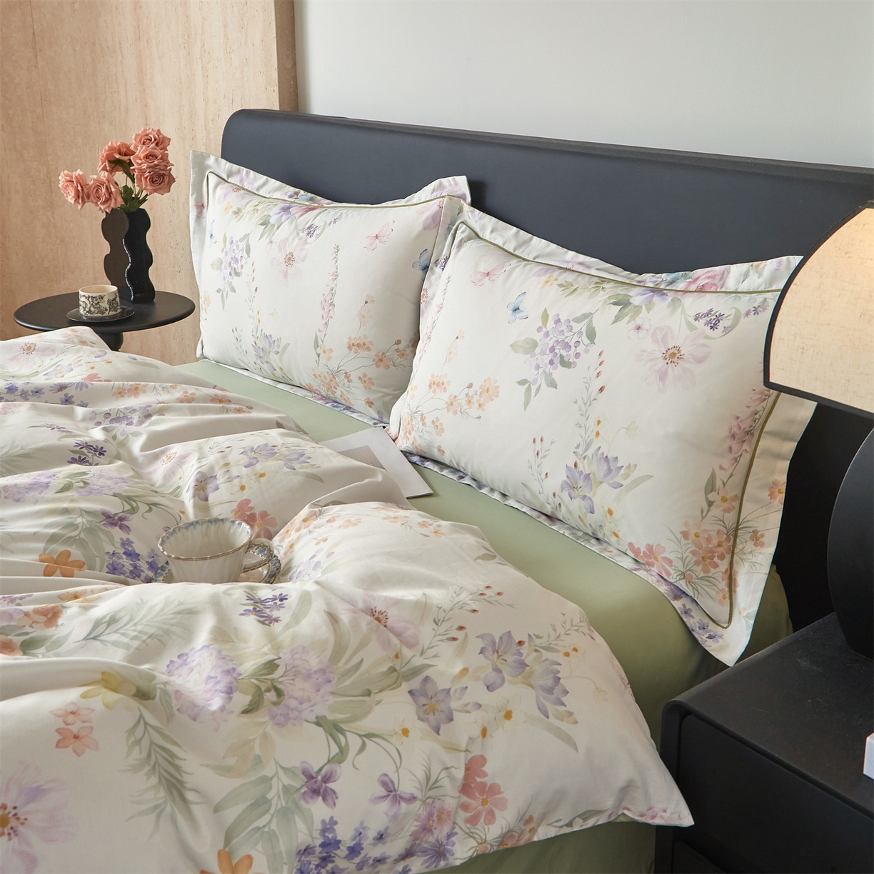 91家纺网 家纺一手货源 找家纺 曼秀琳 2026新款铂金棉数码印花四件套(全棉133*76) 可提供买家秀图片 陶然雅居-绿