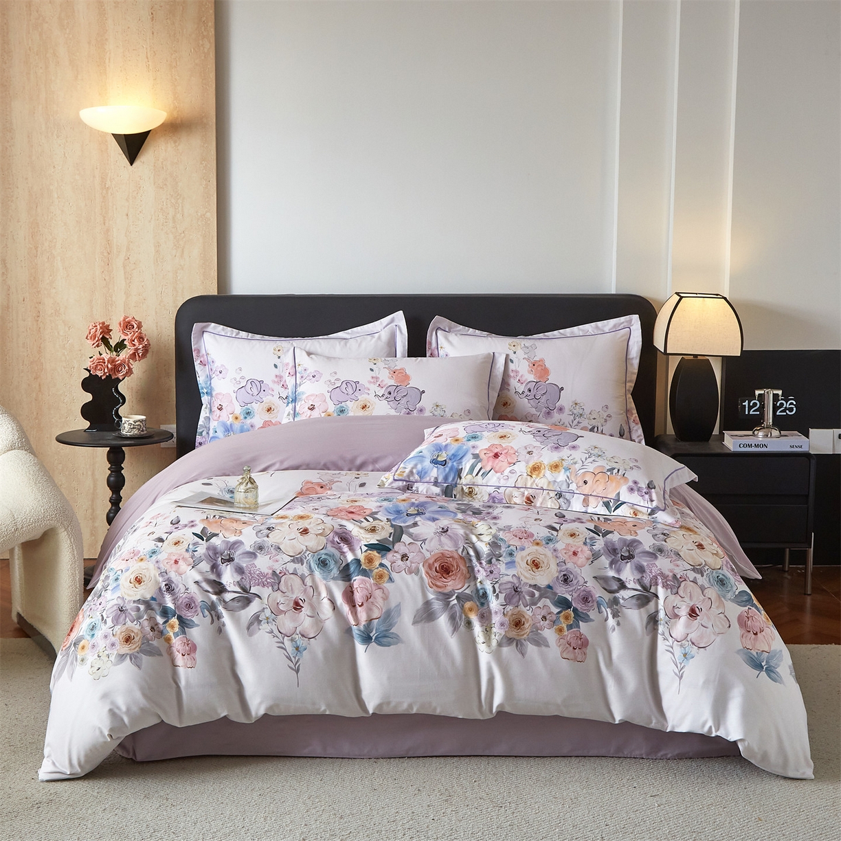 曼秀琳 2026新款铂金棉数码印花四件套(全棉133*76) 可提供买家秀图片 昕甜-粉