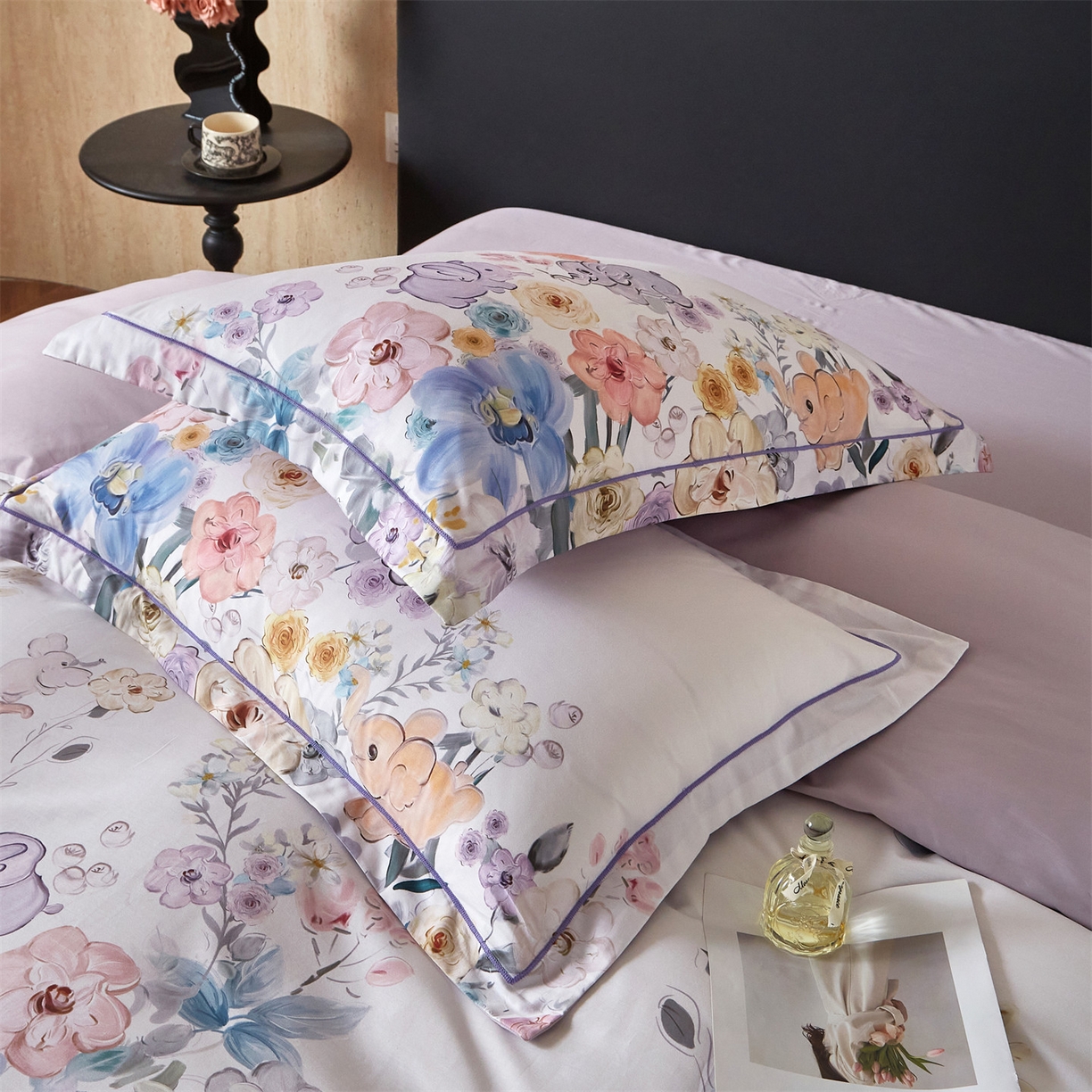 91家纺网 家纺一手货源 找家纺 曼秀琳 2026新款铂金棉数码印花四件套(全棉133*76) 可提供买家秀图片 昕甜-粉