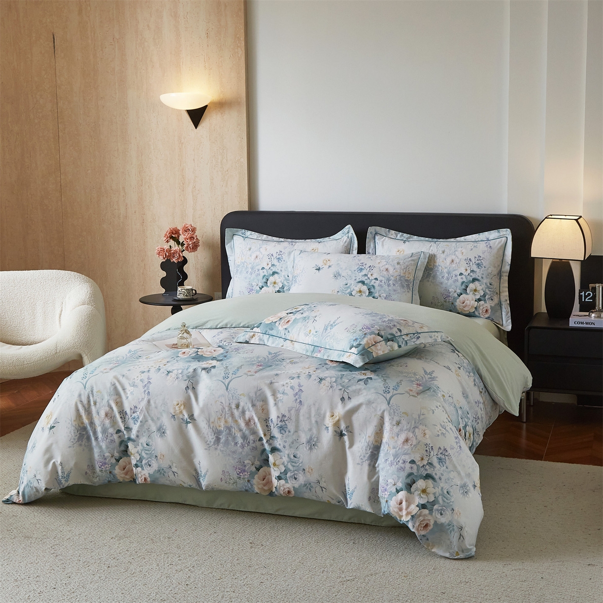 91家纺网 家纺一手货源 找家纺 曼秀琳 2026新款铂金棉数码印花四件套(全棉133*76) 可提供买家秀图片 馨颜-兰