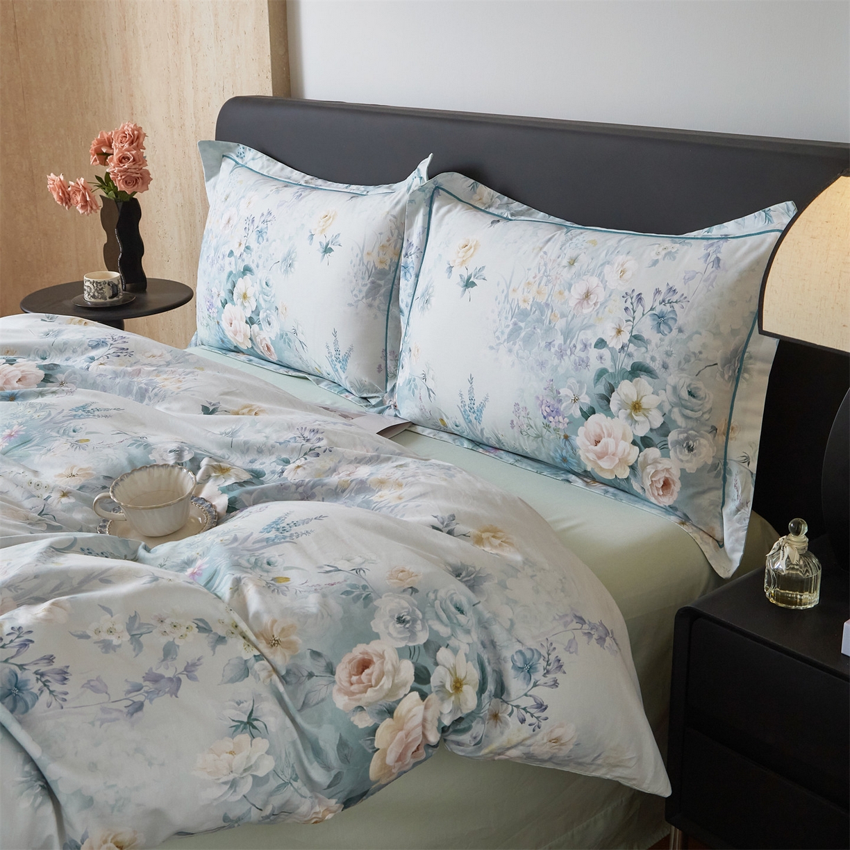 91家纺网 家纺一手货源 找家纺 曼秀琳 2026新款铂金棉数码印花四件套(全棉133*76) 可提供买家秀图片 馨颜-兰