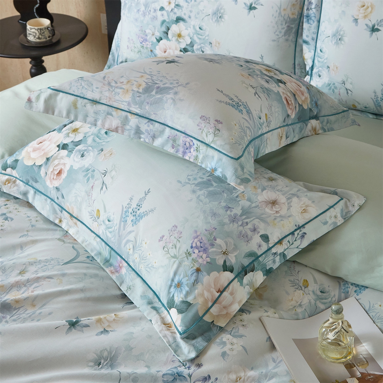 91家纺网 家纺一手货源 找家纺 曼秀琳 2026新款铂金棉数码印花四件套(全棉133*76) 可提供买家秀图片 馨颜-兰