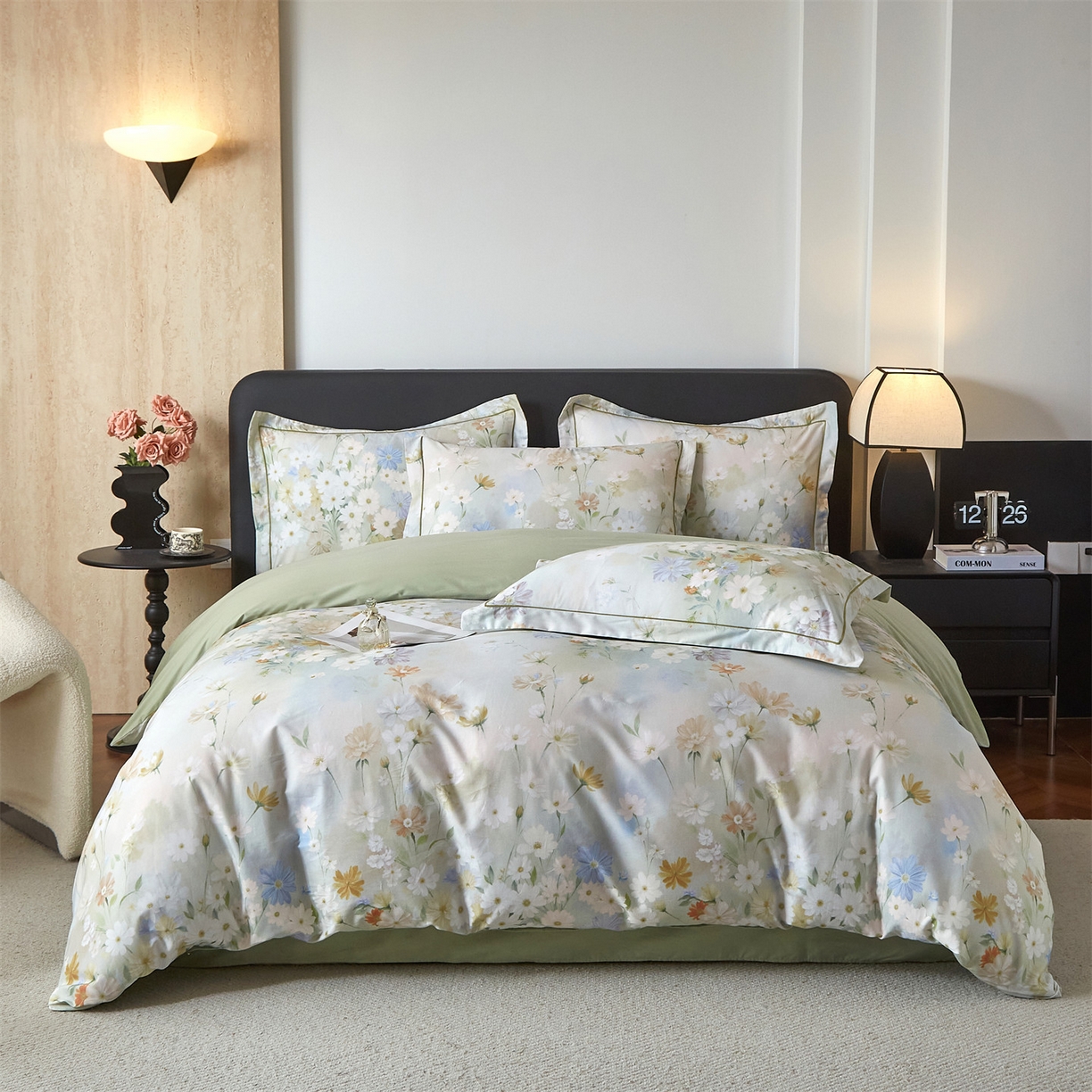 曼秀琳 2026新款铂金棉数码印花四件套(全棉133*76) 可提供买家秀图片 逸风随香-绿