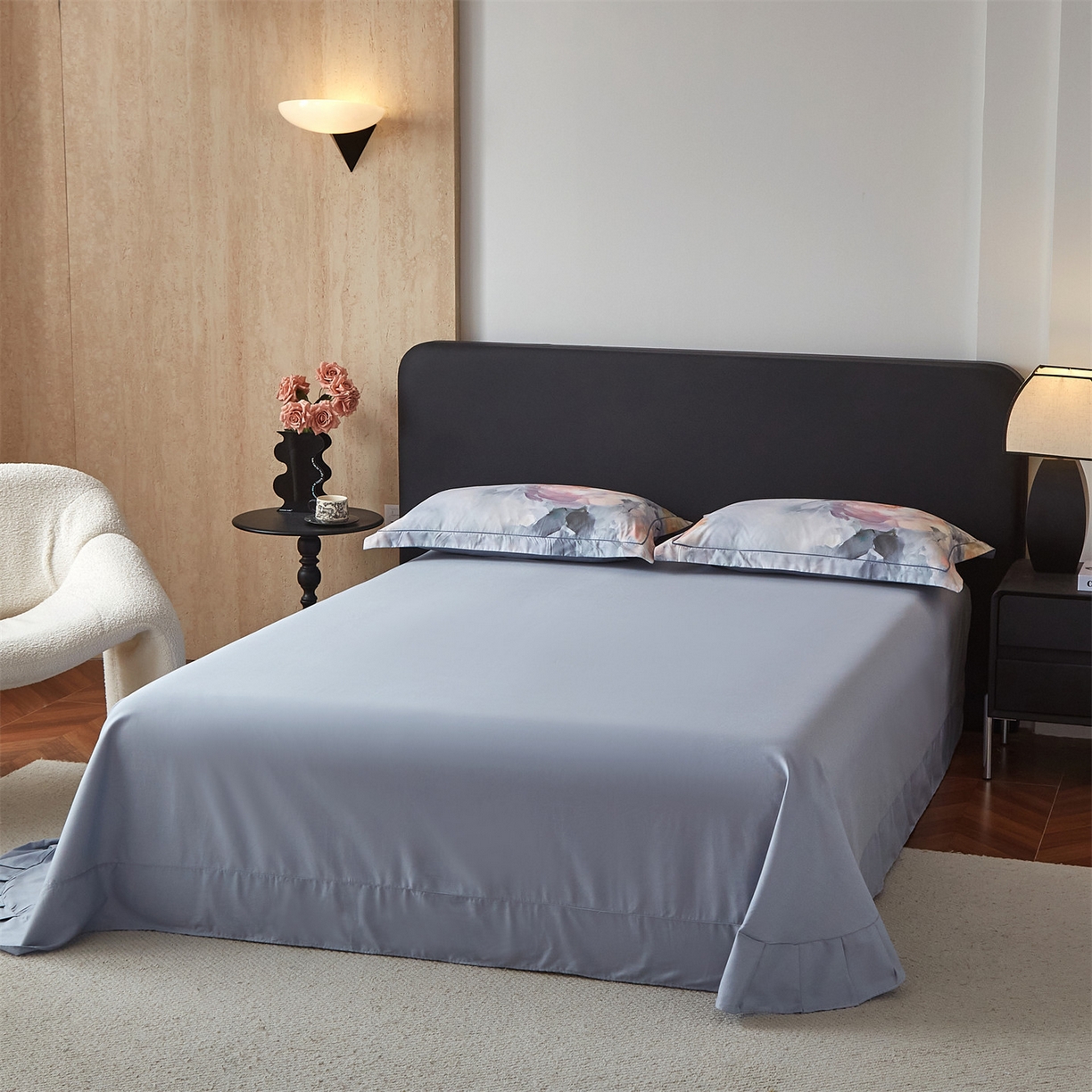 91家纺网 家纺一手货源 找家纺 曼秀琳 2026新款铂金棉数码印花四件套(全棉133*76) 可提供买家秀图片 悠然-灰