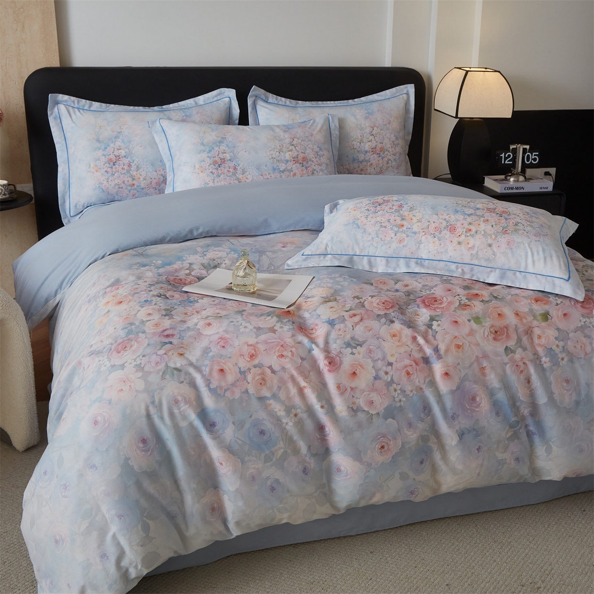 91家纺网 家纺一手货源 找家纺 曼秀琳 2026新款铂金棉数码印花四件套(全棉133*76) 可提供买家秀图片 油画意境-兰